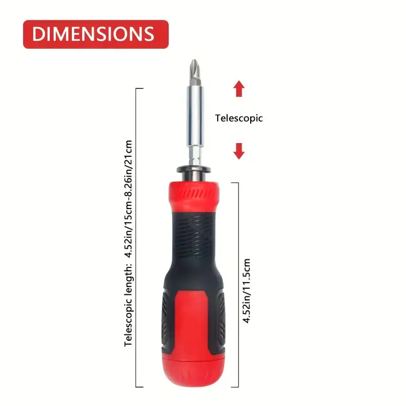 13 In 1 Multi Adjustable Ratchet Screwdriver Set Repair Tools With Torx Safety Flat Head Phillips Hex Square And 1/4 Nut Drivers