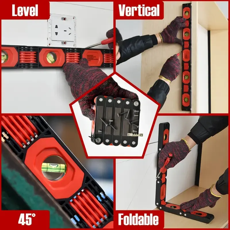 1pc Multi-Functional Foldable Level Meter Multi-Angle Measurement Pipes Building Stairs Corners Folding Extend Woodworking Tools