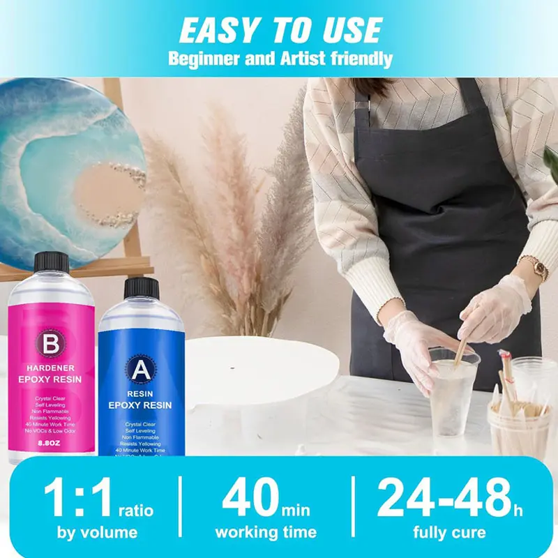 17.6oz/10.4oz Clear Epoxy Resin Kit Casting And Coating For River Table Tops Art Casting Resin Jewelry Projects DIY Art Painting