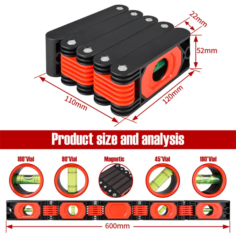 1pc Multi-Functional Foldable Level Meter Multi-Angle Measurement Pipes Building Stairs Corners Folding Extend Woodworking Tools