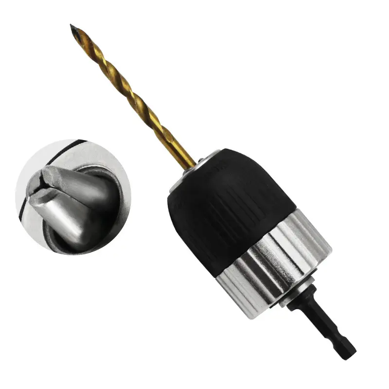 Keyless Self-Locking Drill Chuck Adapter 2-13mm 3/8-24UNF Hex Shank Quick Release Impact Ready Electric Drill Chuck Driver Tools