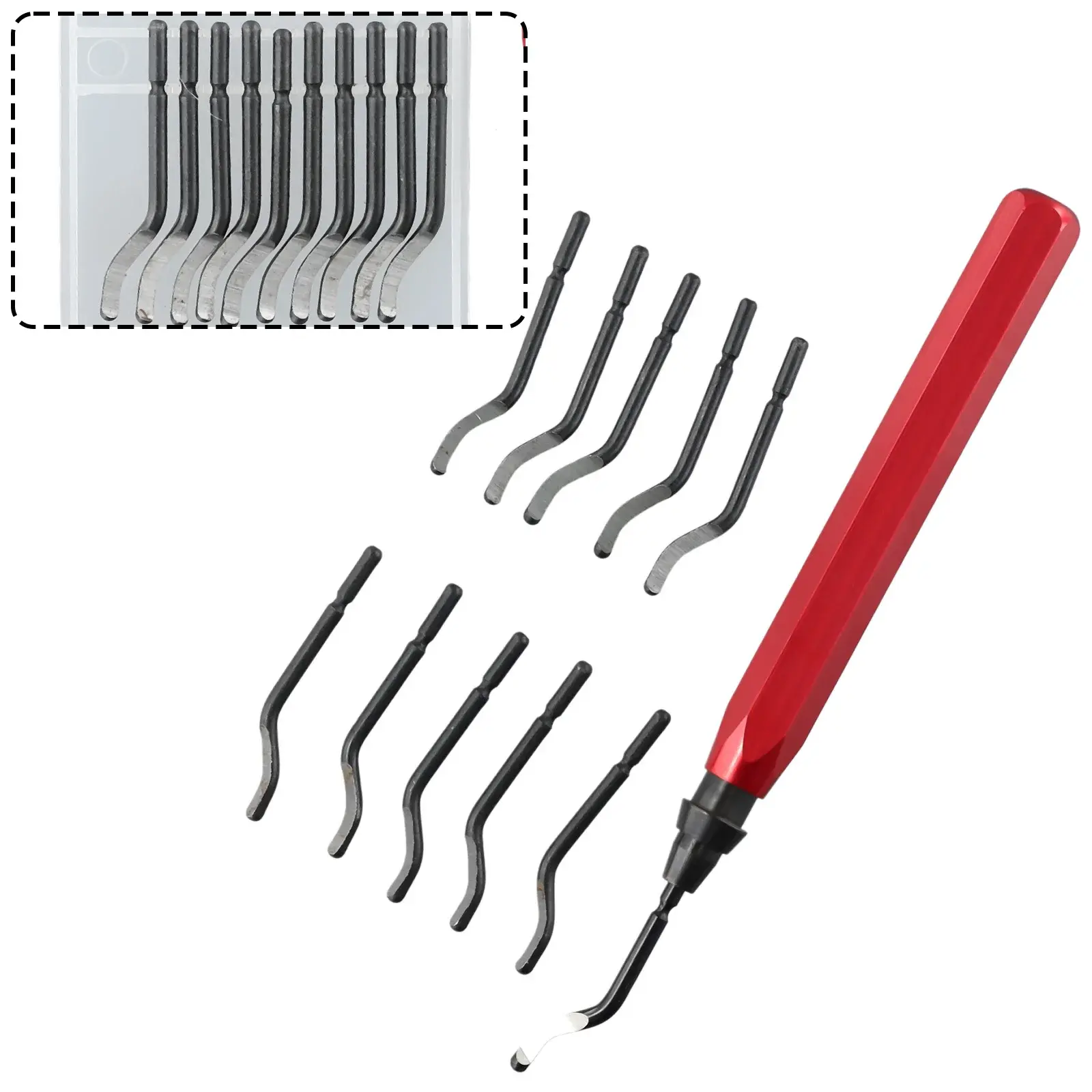 RB1000 Handle Burr Deburring Remover Cutting Tool With 10Pcs Rotary Deburr Blade Professional Deburring Tool Kit