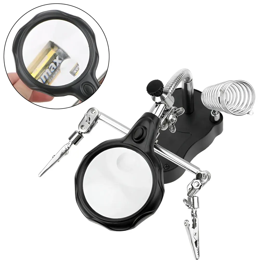 Magnifier LED Lighting Soldering Stand Desktop Soldering Holder Welding Equipment Repair Tool Auxiliary Tool Third Hand Helping