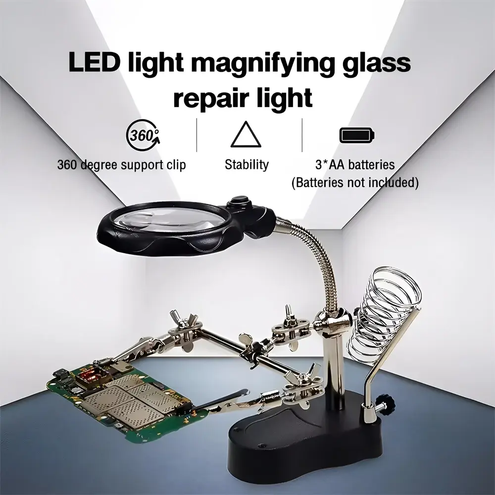 Magnifier LED Lighting Soldering Stand Desktop Soldering Holder Welding Equipment Repair Tool Auxiliary Tool Third Hand Helping
