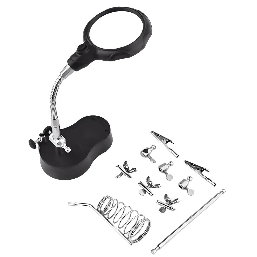 Magnifier LED Lighting Soldering Stand Desktop Soldering Holder Welding Equipment Repair Tool Auxiliary Tool Third Hand Helping