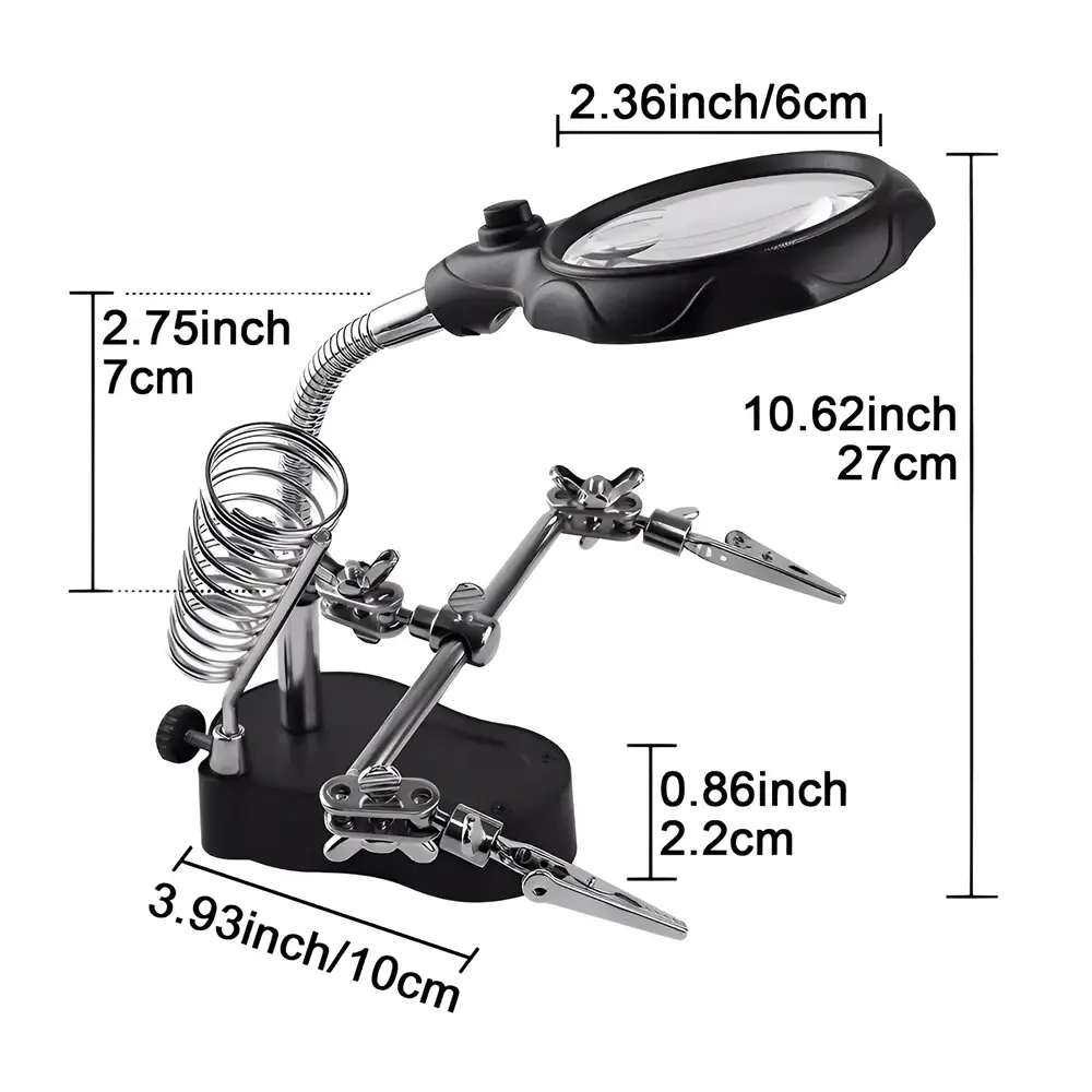 Magnifier LED Lighting Soldering Stand Desktop Soldering Holder Welding Equipment Repair Tool Auxiliary Tool Third Hand Helping