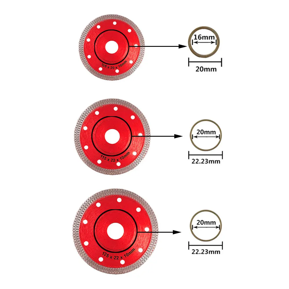 Turbo Diamond Saw Blade Disc Porcelain Tile Ceramic Granite Marble Cutting Blades For Angle Grinder Diamond Saw Blade 3 Sizes