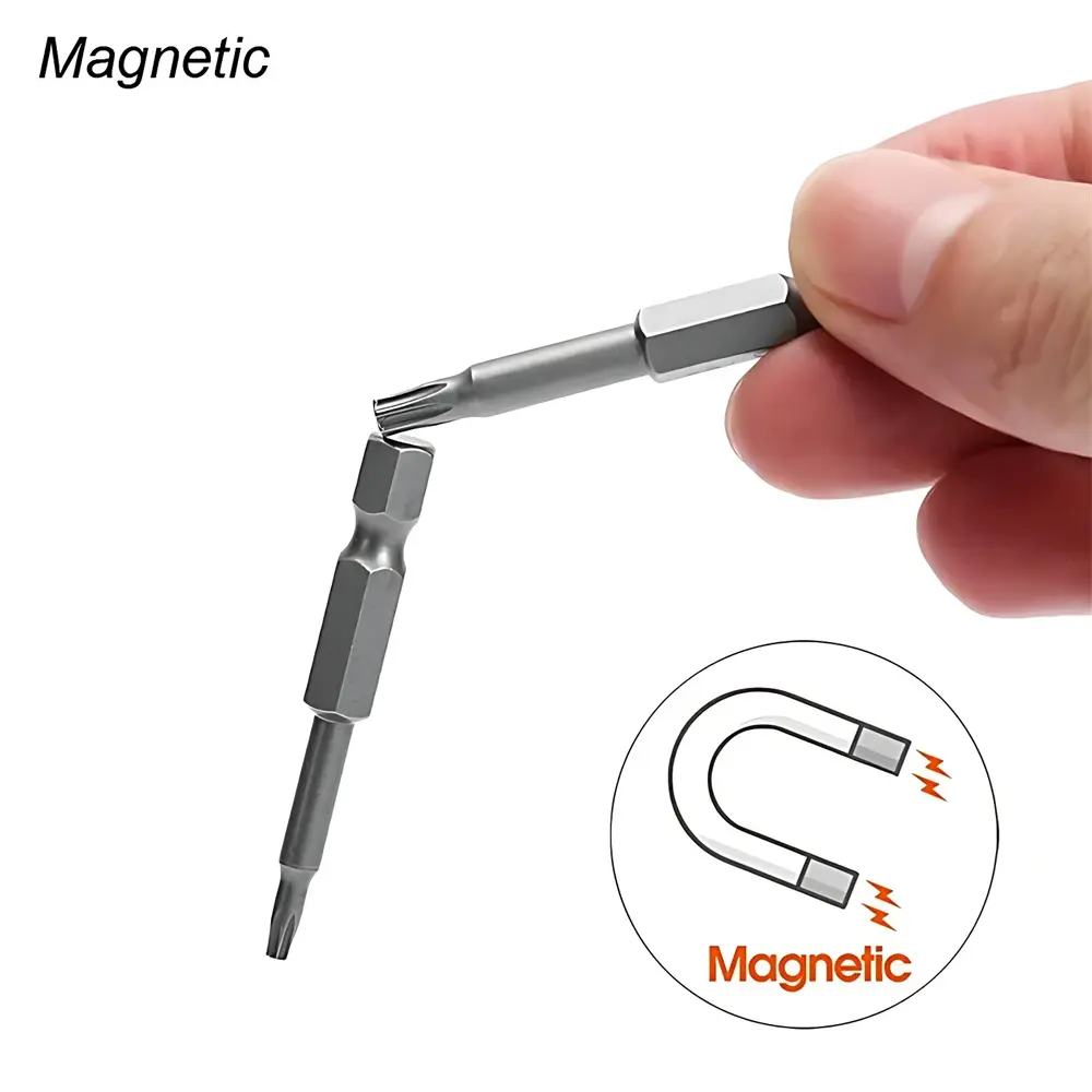 11/12pcs Torx Head Bit Set Solid Screwdriver Magnetic 1/4" Hex Shank S2 Steel 75/100/150mm Long Drill Bits Security Bits T5-T40