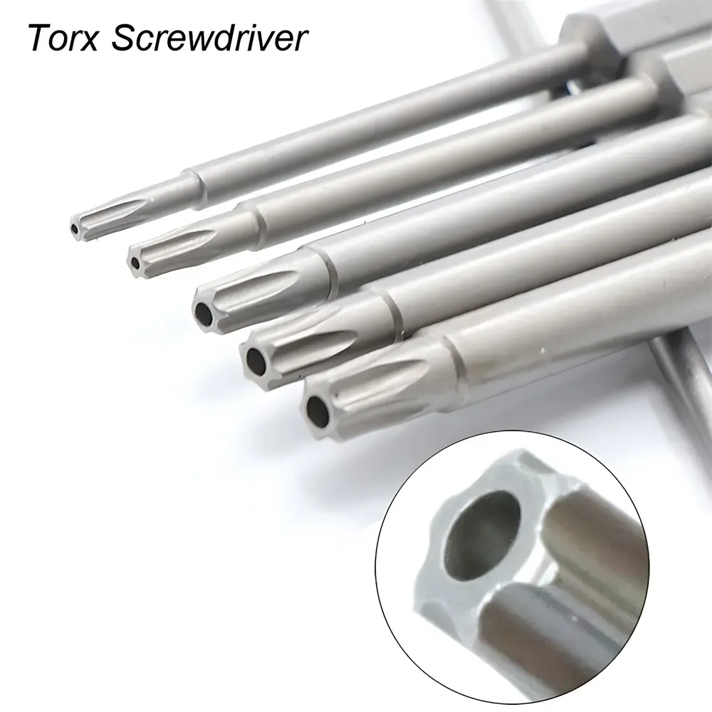 11/12pcs Torx Head Bit Set Solid Screwdriver Magnetic 1/4" Hex Shank S2 Steel 75/100/150mm Long Drill Bits Security Bits T5-T40
