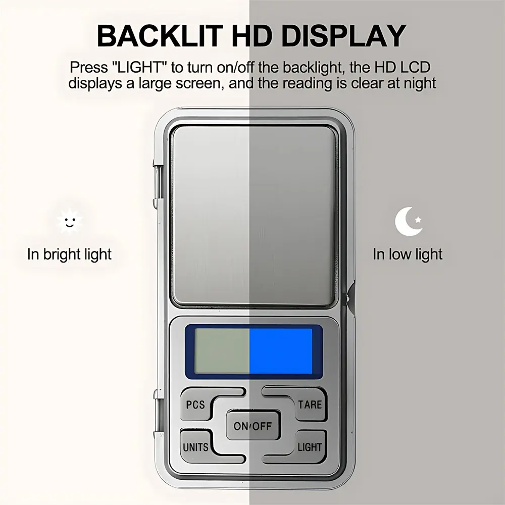 Mini Digital Scale Electronic Balance LCD Display Jewelry Kitchen Weighing with Backlight