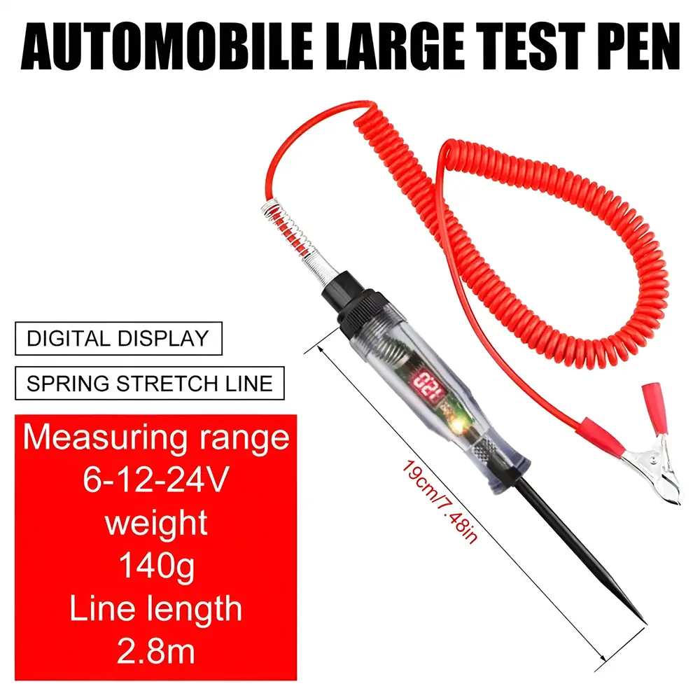 1pc Auto Circuit Tester Truck Voltage Tester Circuit DC 6V 12V 24V Probe Pen Light Bulb Automobile Diagnostic Tool Auto Repair