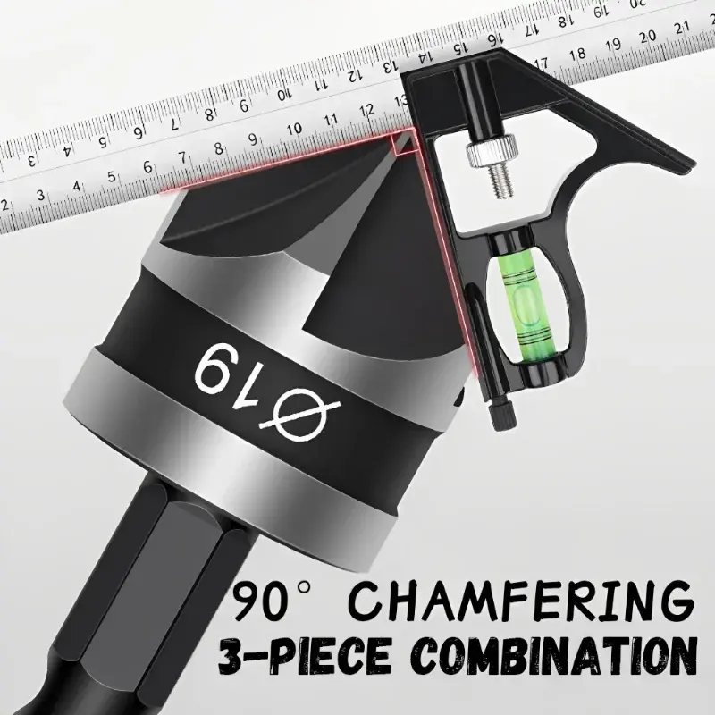 3PC 12/16/19mm hexagonal shank 90 degree black five blade chamferer countersink drill woodworking hole opener tool set