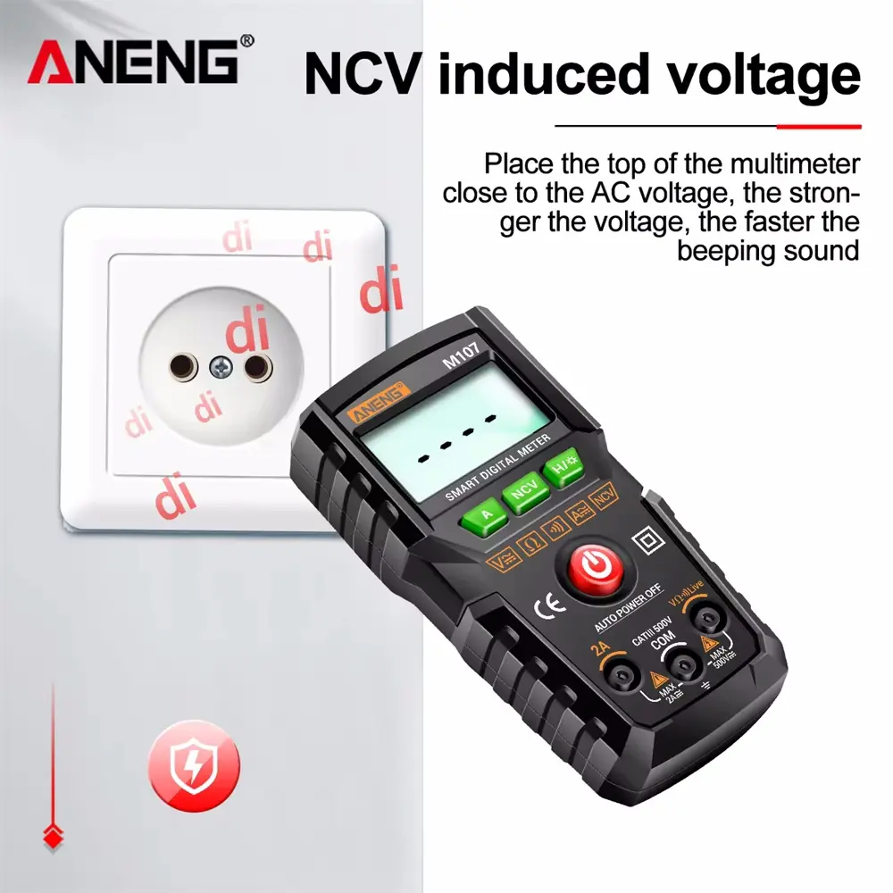ANENG New M107 M108 Mini Digital Multimeter 4000 Counts Non Contact AC/DC Current Voltage Tester Resistance Capacitance Meter