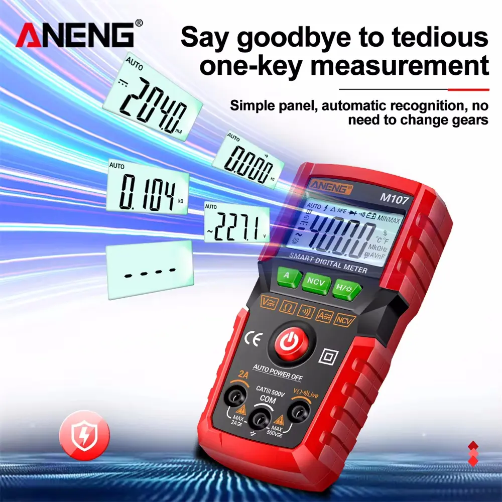 ANENG New M107 M108 Mini Digital Multimeter 4000 Counts Non Contact AC/DC Current Voltage Tester Resistance Capacitance Meter