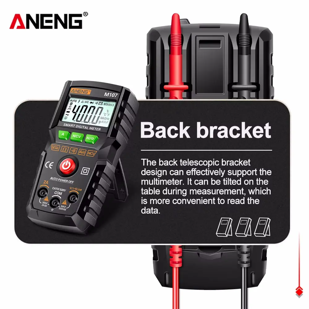 ANENG New M107 M108 Mini Digital Multimeter 4000 Counts Non Contact AC/DC Current Voltage Tester Resistance Capacitance Meter
