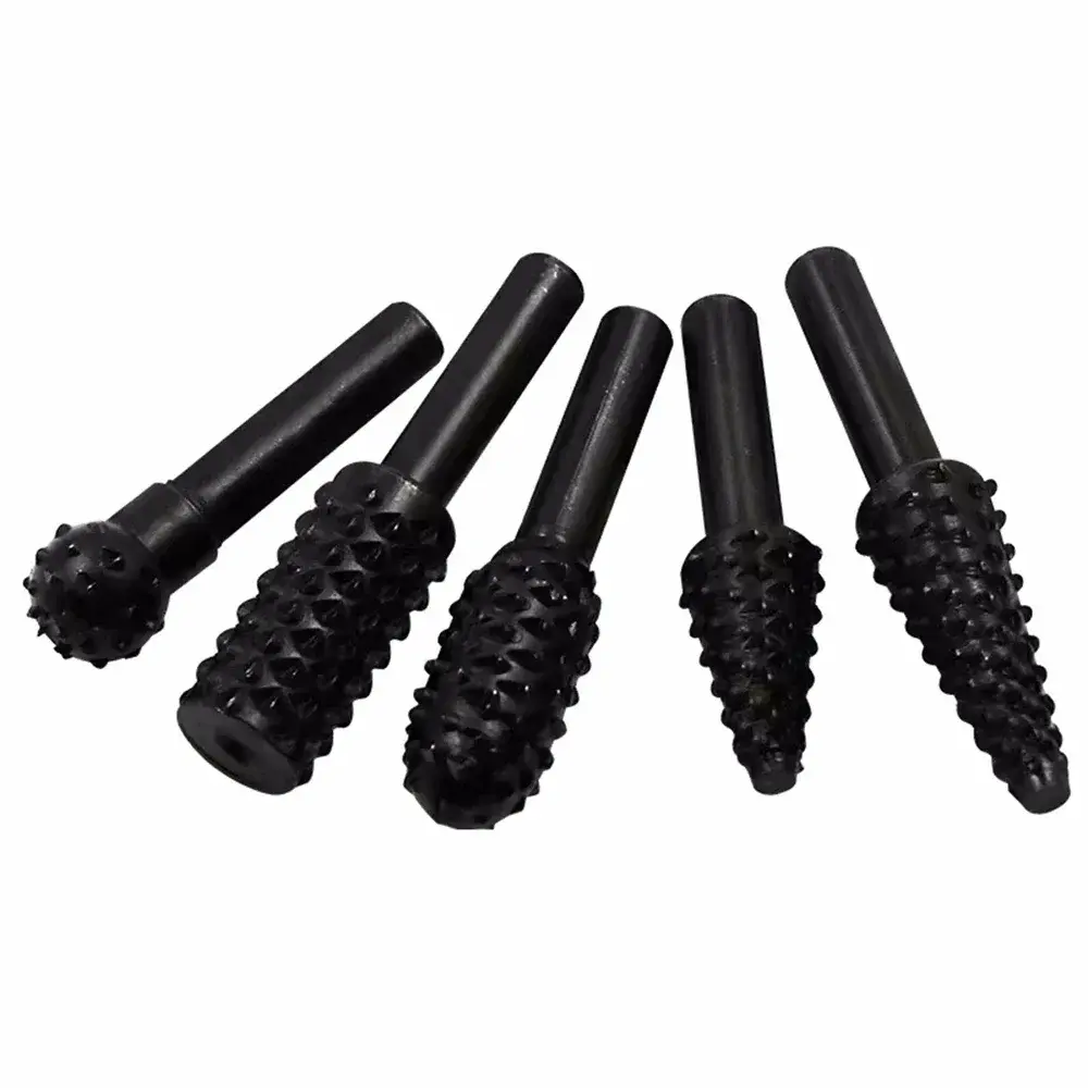 5pcs Rasp File Drill Bits Rasp Set Drill Grinder Drill Rasp For Woodworking Carving Tool 1/4" Round Shank Rotary Burr Set