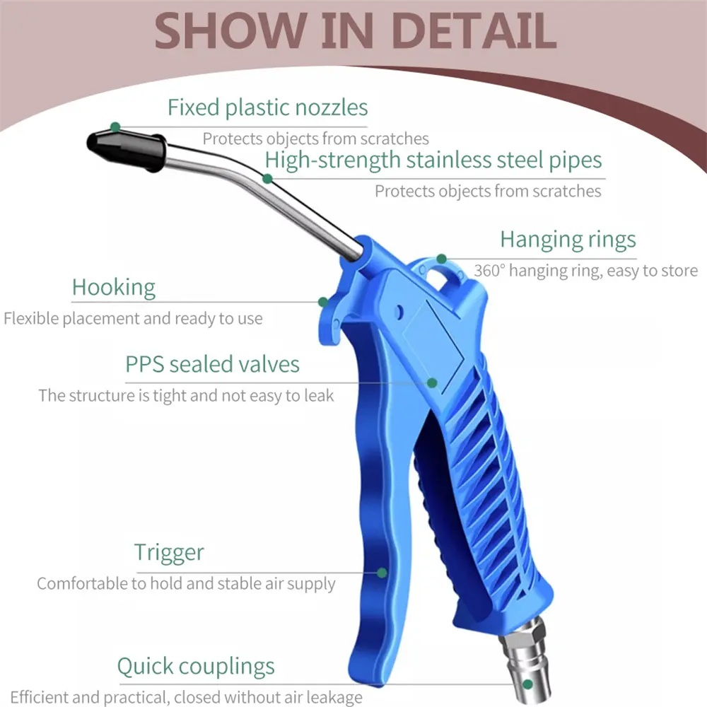 Air Blow Gun Blowing Airsoft Guns Hand Held Pneumatic Cleaning Tool Dust Spray Port Duster Clean Multi-Purpose