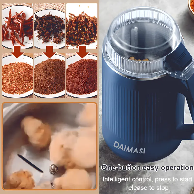 Multifunctional Powder Grinder  Electric Coffee Grinder Beans Spices Grains Grinder Fast Grinding Stainless Steel Grinder
