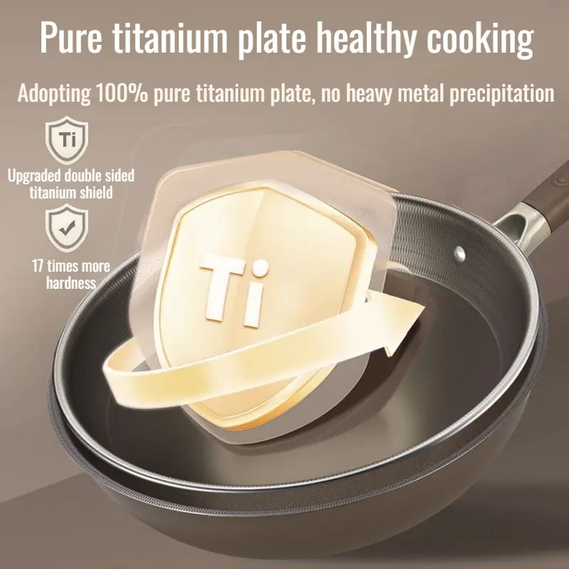 Double-Sided Titanium Coated Non-Stick Pan Titanium Shield Double Sided No-stick Frying Pan Titanium Wok Pan Induction Cooker Ga