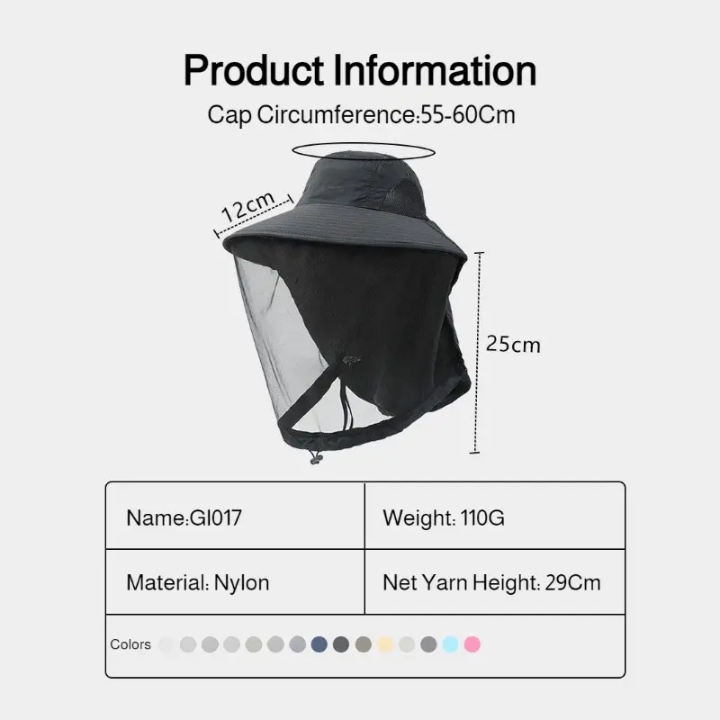 Outdoor Anti-mosquito Mask Sun Hat Mesh Night Fishing Hat Sun Protection Sun Hat Anti-mosquito Mountaineering Hat Breathable