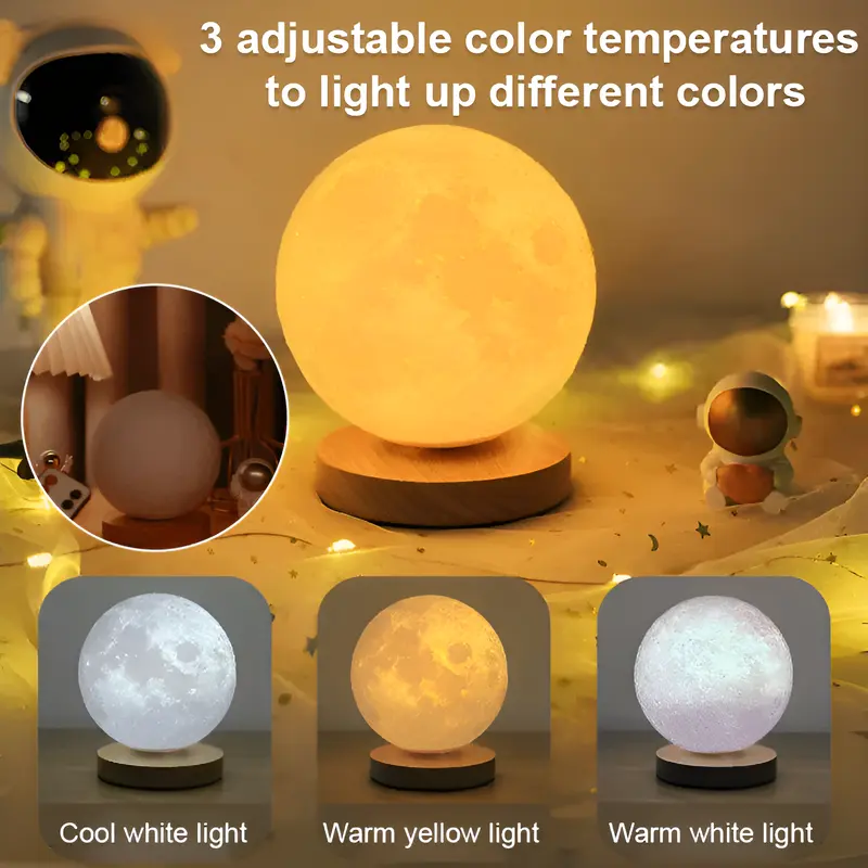 Automatic rotation Levitation Moon Lamp Night Light Starry Sky Ball Remote Control Induction Night Light Three-color Touch