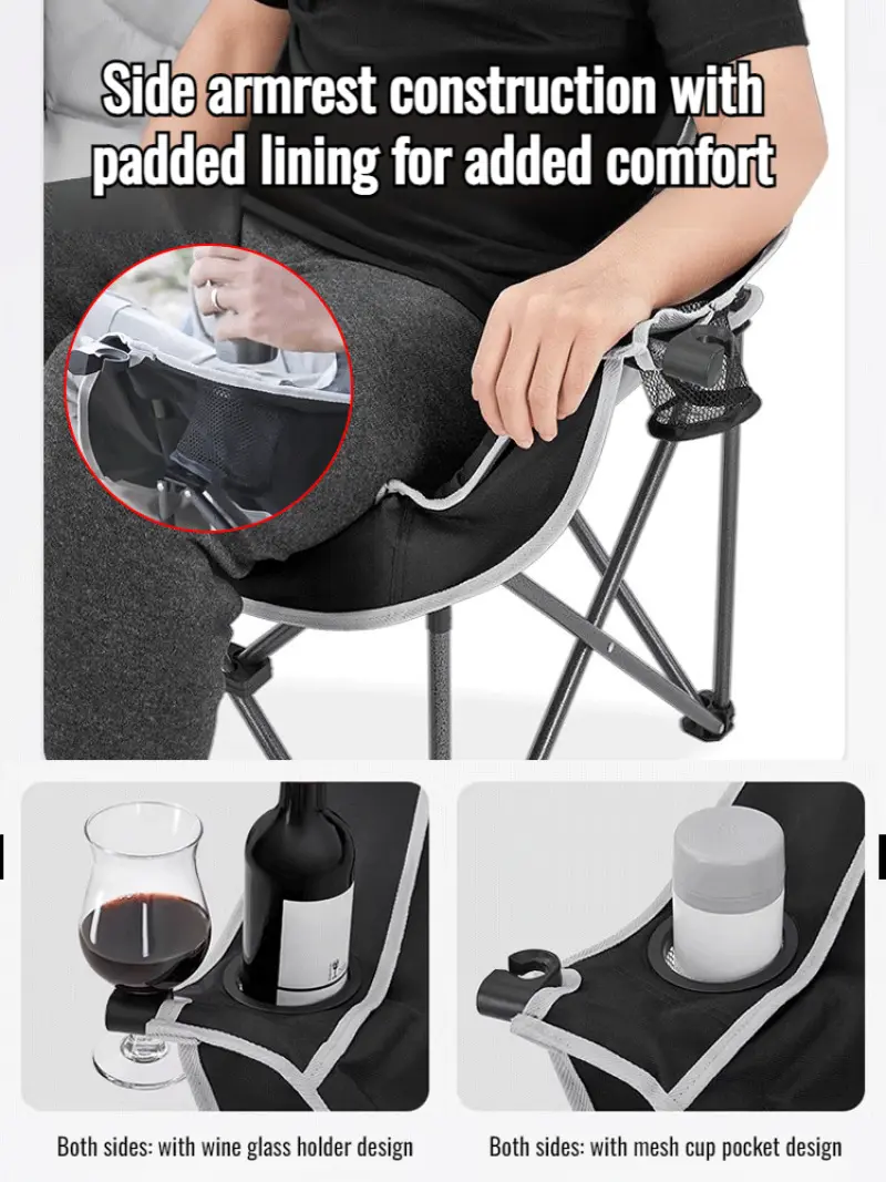 Outdoor Folding Chair Picnic with Armrests Double Chair Sitting and Reclining Outdoor Chair