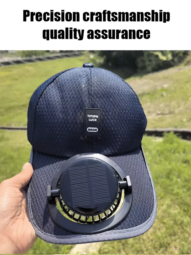 Solar Charging Fan Cap Rechargeable Eco-Friendly Solar-Powered Cooling Lightweight and Comfortable Ideal for Outdoor Activities