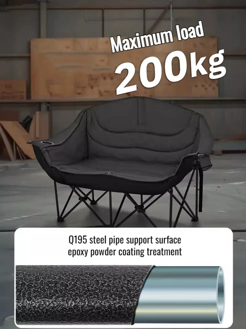 Outdoor Folding Chair Picnic with Armrests Double Chair Sitting and Reclining Outdoor Chair
