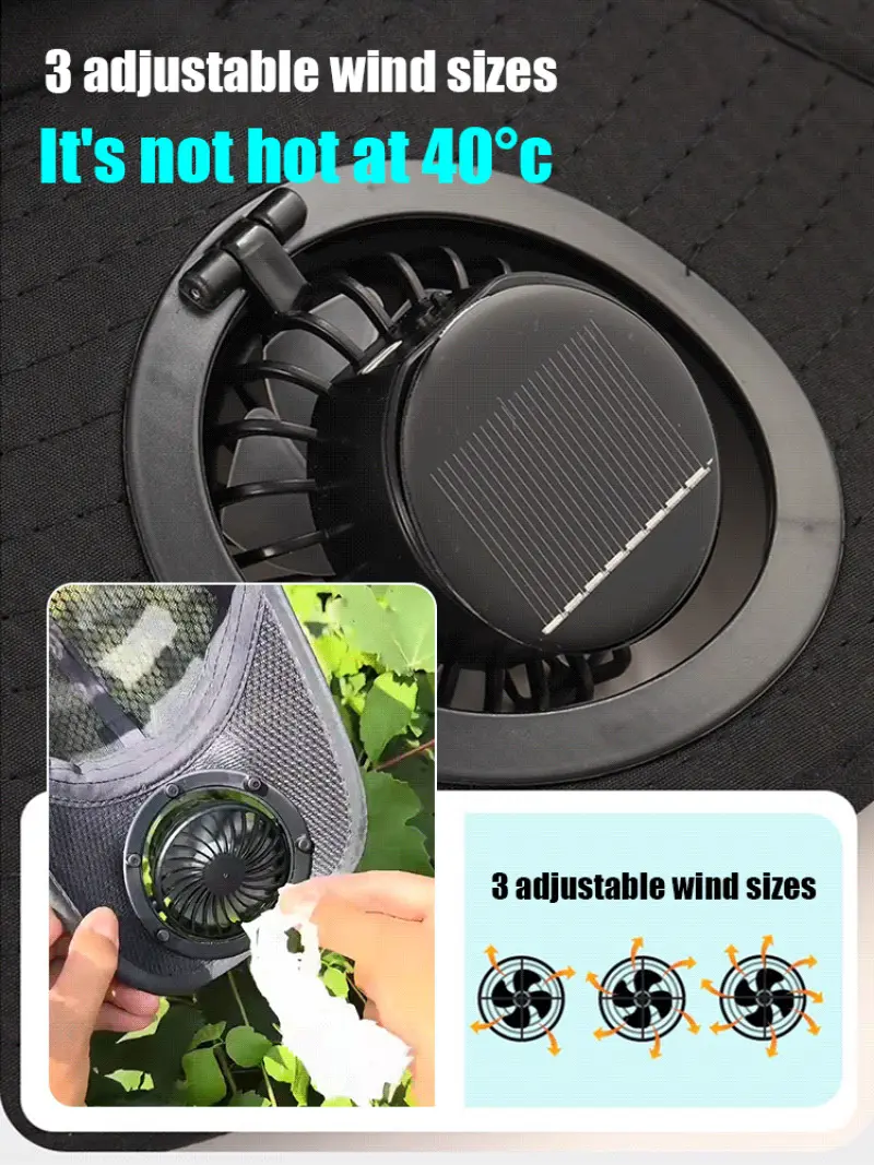 Solar Charging Fan Cap Rechargeable Eco-Friendly Solar-Powered Cooling Lightweight and Comfortable Ideal for Outdoor Activities