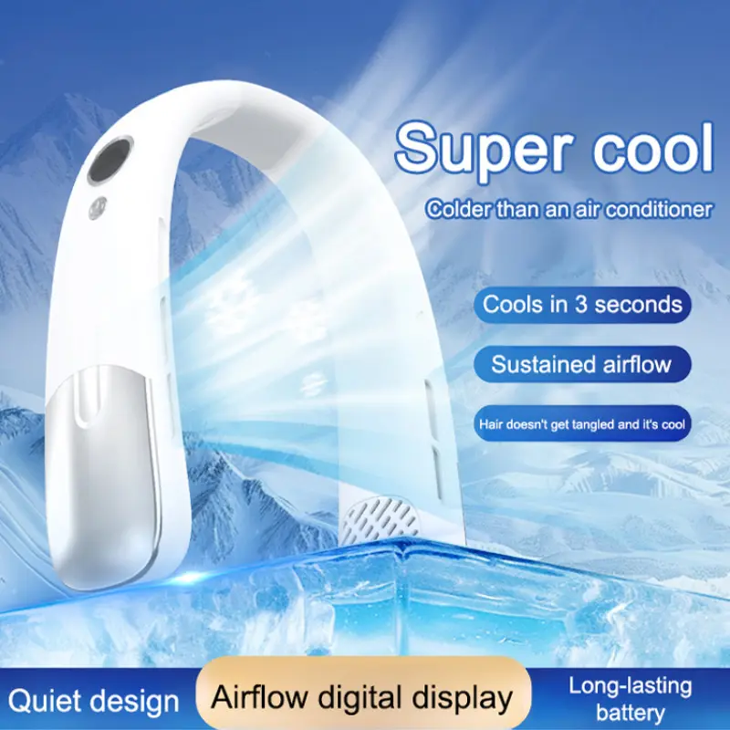 Hanging Neck Fan Bladeless 10-Speed  Silent Neckband Fan Usb Rechargeable Led Digital Display  Necksupport Hands-Free Fan