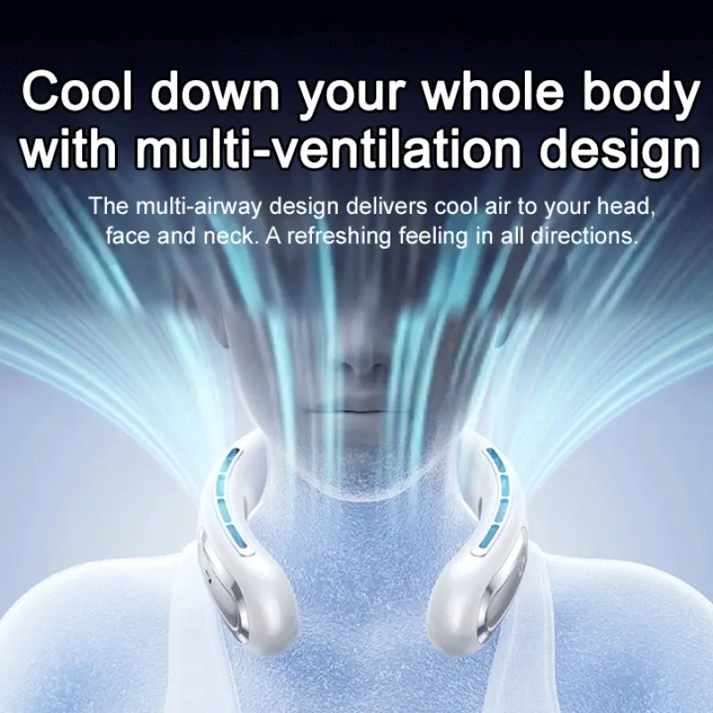 Hanging Neck Fan Bladeless 10-Speed  Silent Neckband Fan Usb Rechargeable Led Digital Display  Necksupport Hands-Free Fan