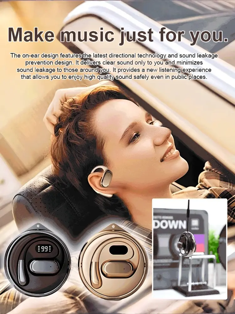 Smart Clip-on Bluetooth Translator Earphones Digital Display Extremely Long-lasting Wireless Rotatable Over-ear Bluetooth Earpho