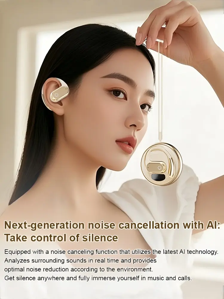 Smart Clip-on Bluetooth Translator Earphones Digital Display Extremely Long-lasting Wireless Rotatable Over-ear Bluetooth Earpho