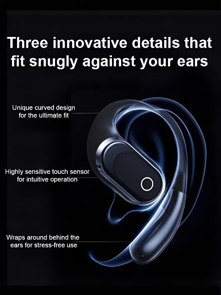 Smart Clip-on Bluetooth Translator Earphones Digital Display Extremely Long-lasting Wireless Rotatable Over-ear Bluetooth Earpho
