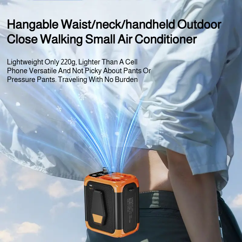 Waist Hanging Fan USB Neck Hanging Waist Fan Outdoor Work Hiking Camping Climbing Emergency Mobile Power Supply Fan Lighting