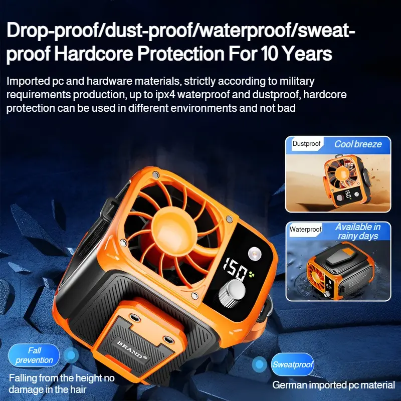 Waist Hanging Fan USB Neck Hanging Waist Fan Outdoor Work Hiking Camping Climbing Emergency Mobile Power Supply Fan Lighting