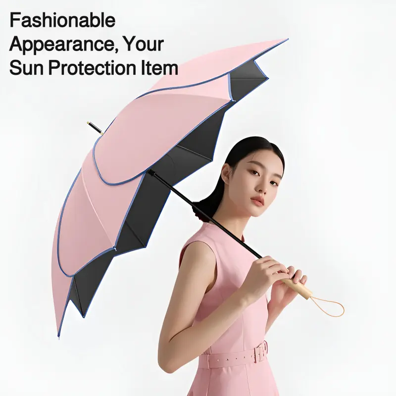 Creative Flower Umbrella Long Handle Umbrella High Value Sunny and Rainy Dual-use Umbrella Sunscreen Sunshade Straight Umbrella