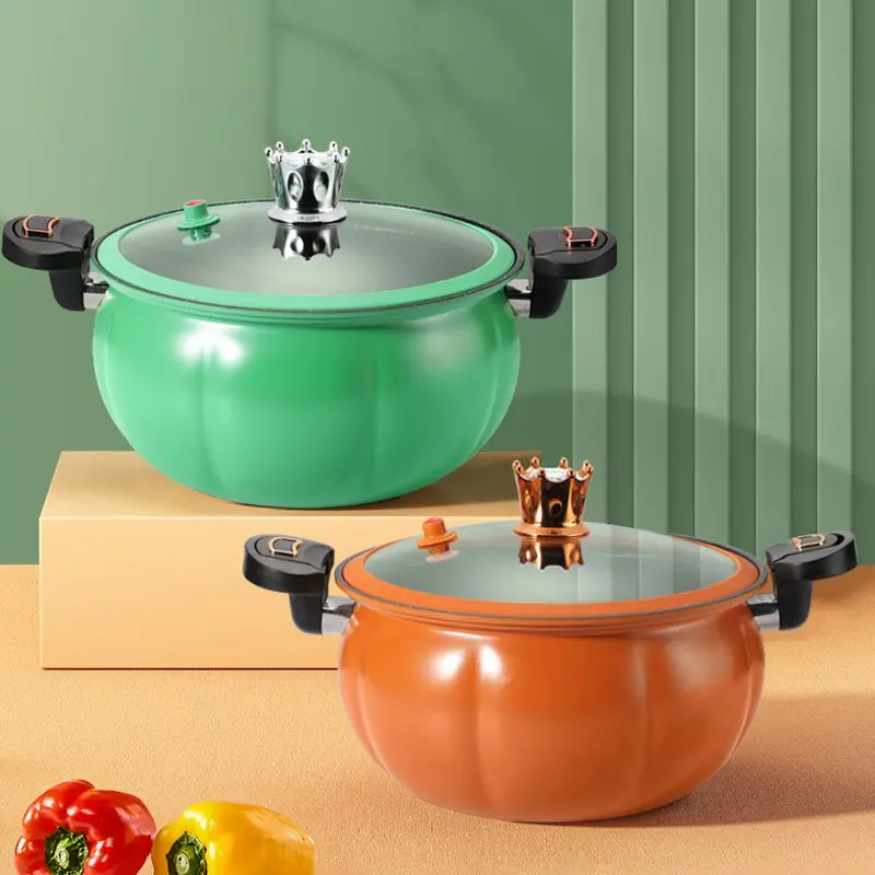 8L Multifunctional Pumpkin Pot Non-stick Pot Kitchen Induction Cooker Gas Stove Universal Soup Pot