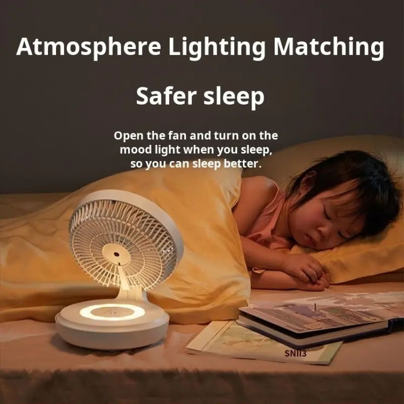 Desktop Wall Fan USB Charging Desktop Electric Fans Portable Mini Camping Fan Dual Use 3 Speed ​​​​Adjusted Night Light