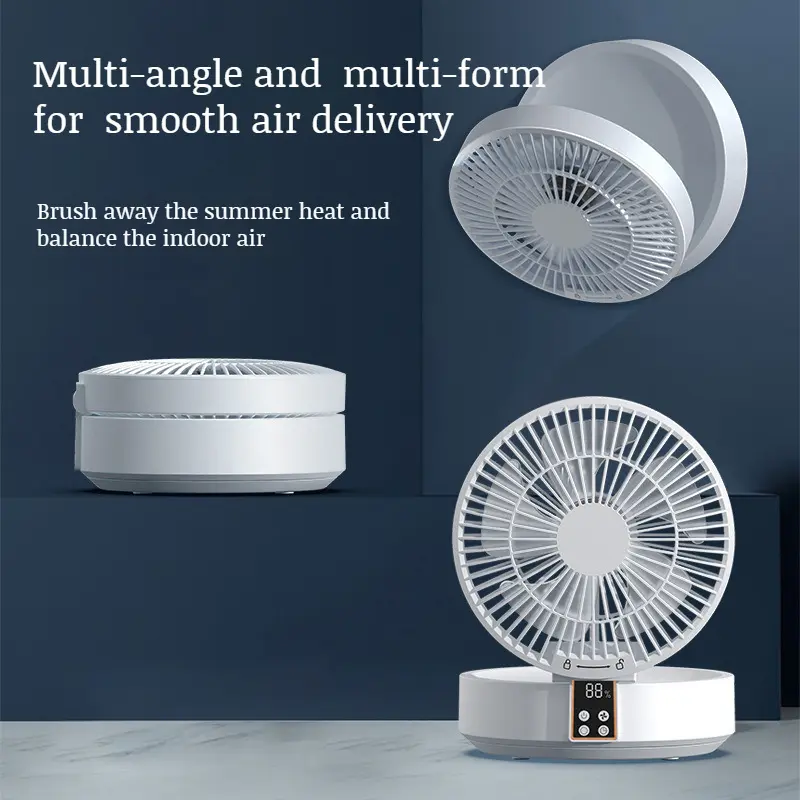 Digital Display Foldable Rotating Table Fan Remote Control Household USB High Wind Power Desktop Wall Mounted Fan Desktop Foldi