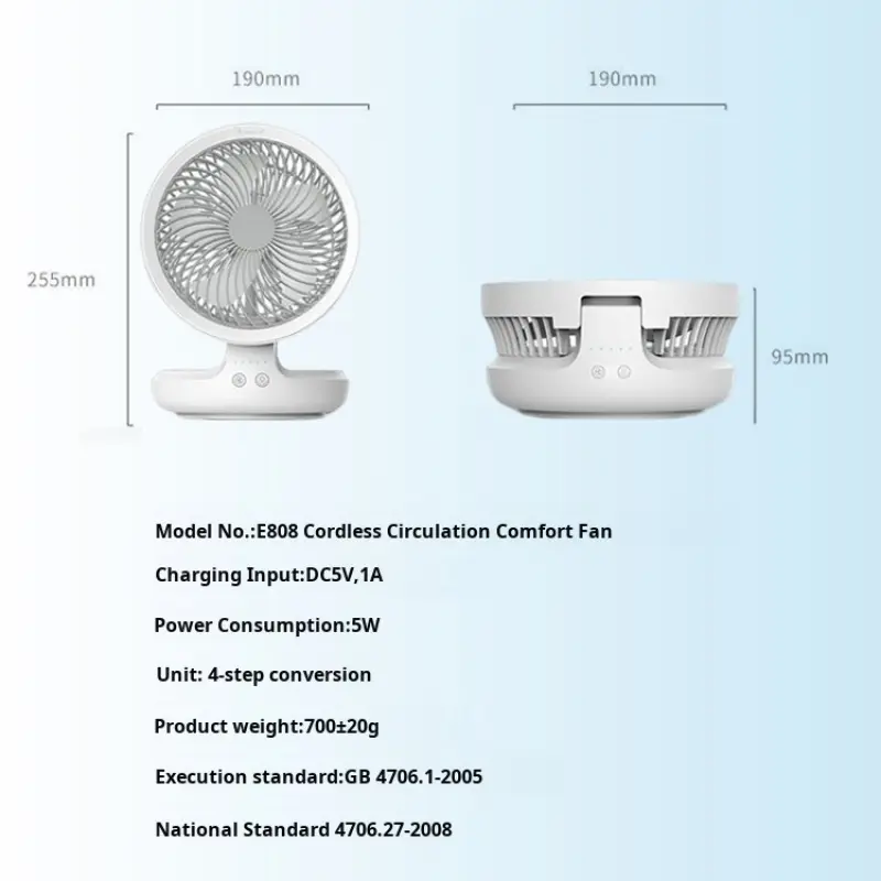 Desktop Wall Fan USB Charging Desktop Electric Fans Portable Mini Camping Fan Dual Use 3 Speed ​​​​Adjusted Night Light