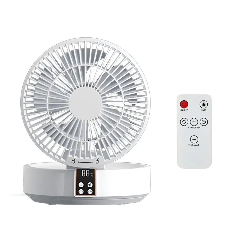 Digital Display Foldable Rotating Table Fan Remote Control Household USB High Wind Power Desktop Wall Mounted Fan Desktop Foldi