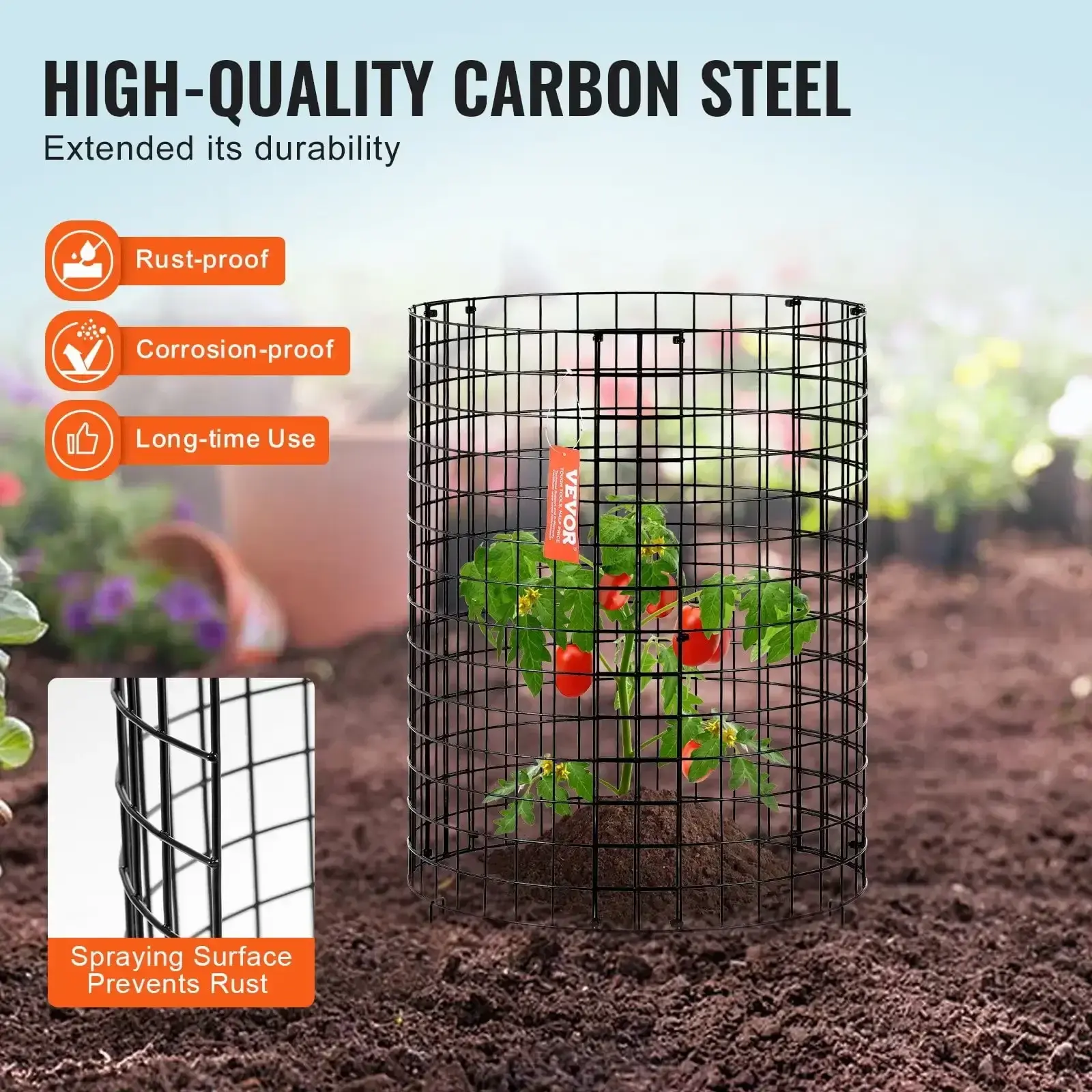 6 Pack Plant Protector from Animals 12.6'' Dia. x 14'' H Metal Plant Cage