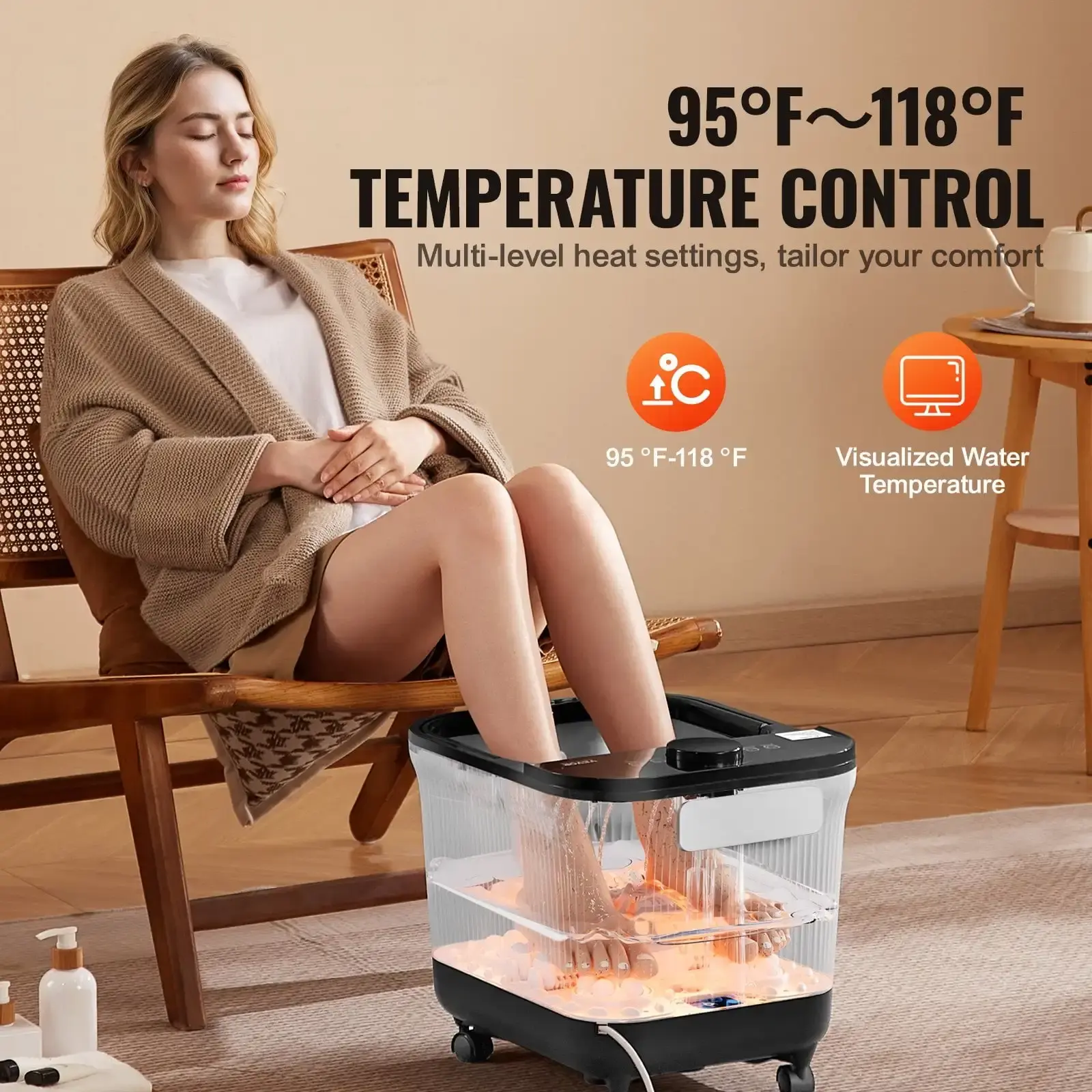 Foot Spa Bath Massager with Heat Pedicure Foot Bath Tub for Stress Relief