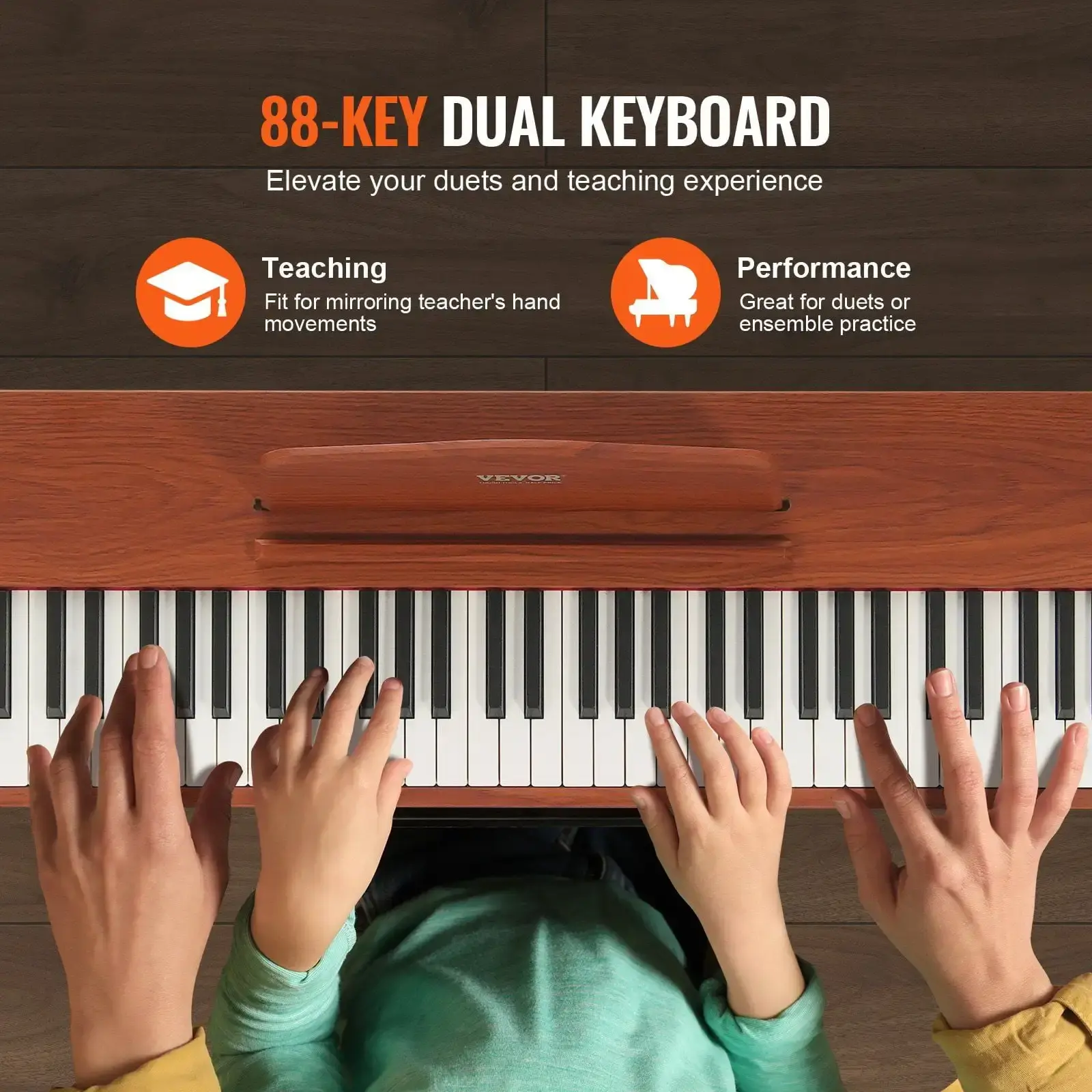 88 Key Fully Weighted Digital Piano Dual Keyboard Four Legged Stand