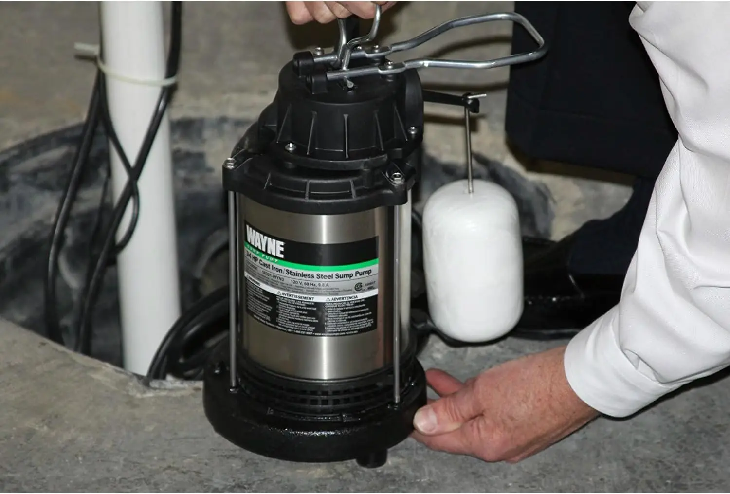 1 HP Submersible Cast Iron and Stainless Steel Sump Pump with Integrated Vertical Float Switch - 6