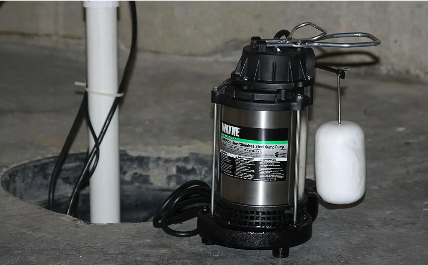 1 HP Submersible Cast Iron and Stainless Steel Sump Pump with Integrated Vertical Float Switch - 6