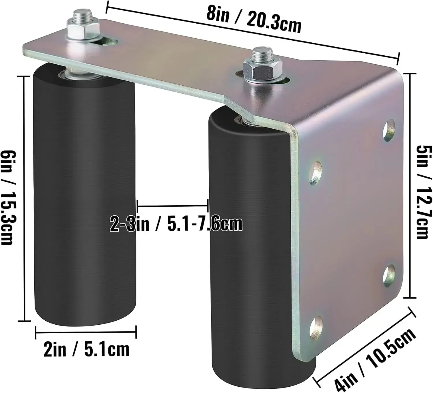 6" Sliding Gate Black Nylon Roller Coloring Zinc Painted Sliding Gate Guide With L-Shape Bracket and Adjustable Bolts