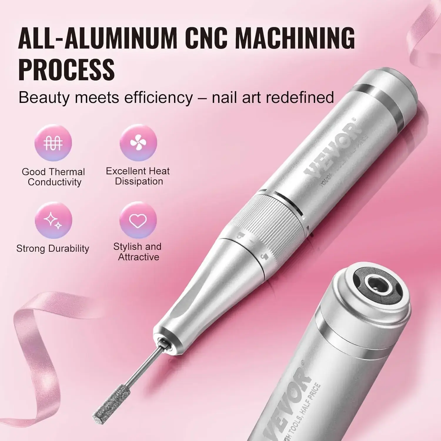 Electric Rechargeable Nail Drill, 40,000RPM Portable Cordless Nail E File Machine, LCD-Display Acrylic Gel Grinder Tool