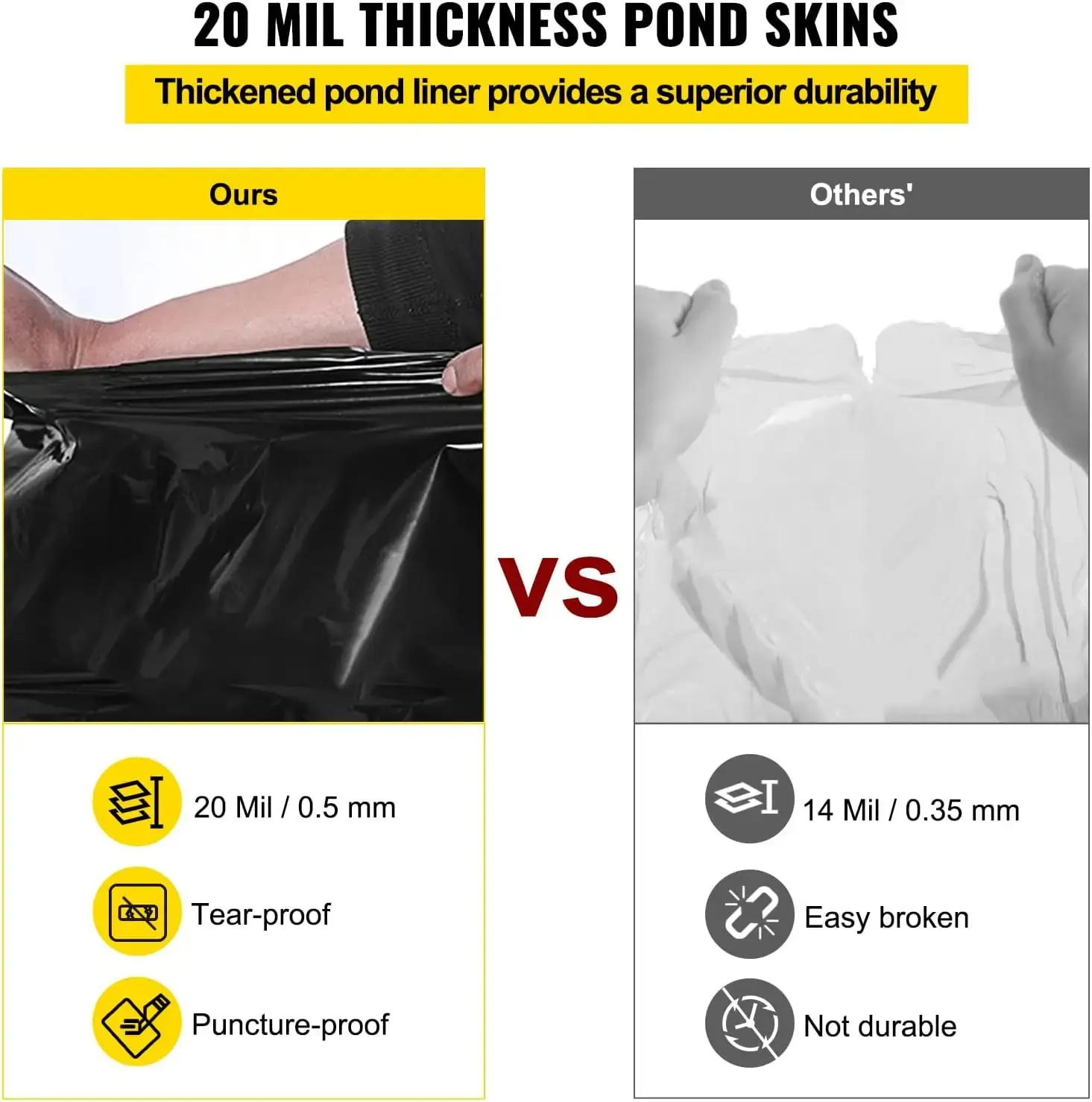 LLDPE Pond Liner 15x20 ft, Pond Liner 20 Mil, Fish Pond Liners for Waterfall